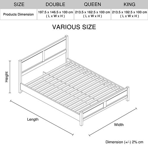 4 Pieces Bedroom Suite Natural Wood Like MDF Structure Queen Size Oak Colour Bed, Bedside Table & Dresser