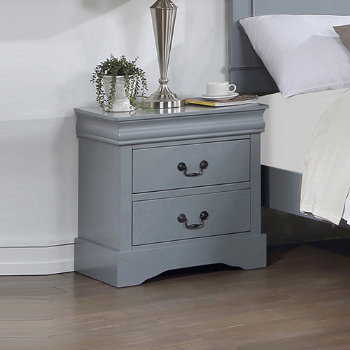 4 Pieces Bedroom Suite in Solid Wood & MDF King Size Grey Colour Bed, Bedside Table & Dresser