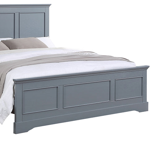 4 Pieces Bedroom Suite in Solid Wood & MDF Queen Size Grey Colour Bed, Bedside Table & Dresser