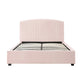 Camelia Queen Size Bed Frame Pink Velvet Upholstery High Headboard Quality Slats Metal Structure