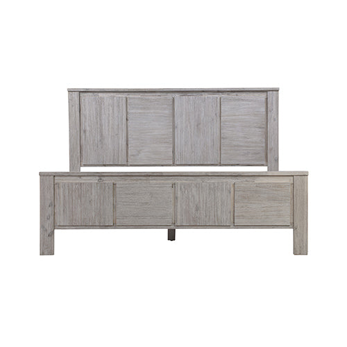 King Size Bed Frame with Solid Acacia Wood Veneered Construction in White Ash Colour