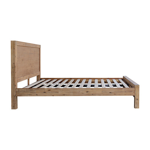 Bed Frame King Single Size in Solid Wood Veneered Acacia Bedroom Timber Slat in Oak