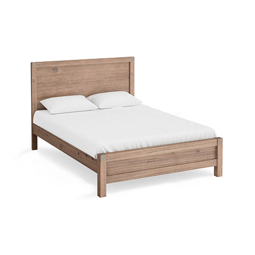 Bed Frame Single Size in Solid Wood Veneered Acacia Bedroom Timber Slat in Oak