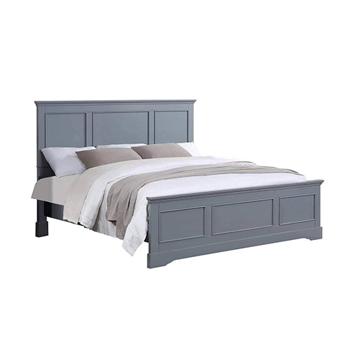 King Bed Frame in Solid Wood with Slats Support in Grey colour