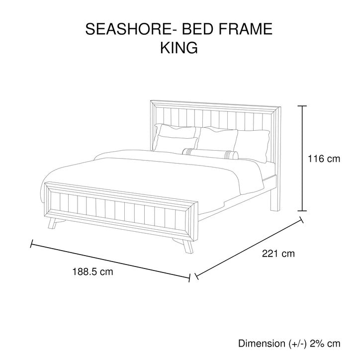 King Size Silver Brush Bed Frame in Acacia Wood Construction