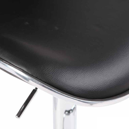 2X Black Bar Stools Faux Leather Mid High Back Adjustable Crome Base Gas Lift Swivel Chairs