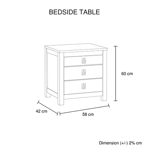 Bedside Table 2 drawers Night Stand Solid Acacia Storage in White Ash Colour