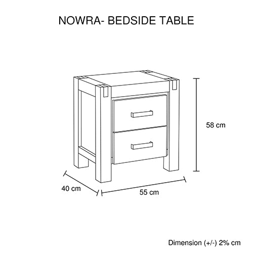 Bedside Table 2 drawers Night Stand Solid Wood Acacia Oak Colour