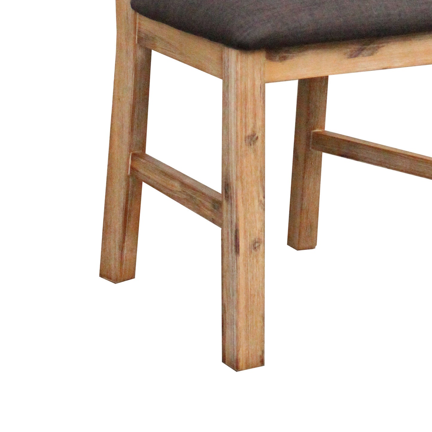 2x Wooden Frame Leatherette in Solid Wood Acacia & Veneer Dining Chairs in Oak Colour