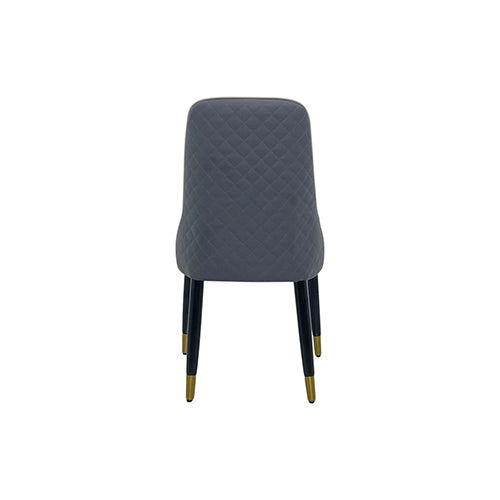 2x Dining Chair Grey Leatherette Upholstery Black & Golden Legs