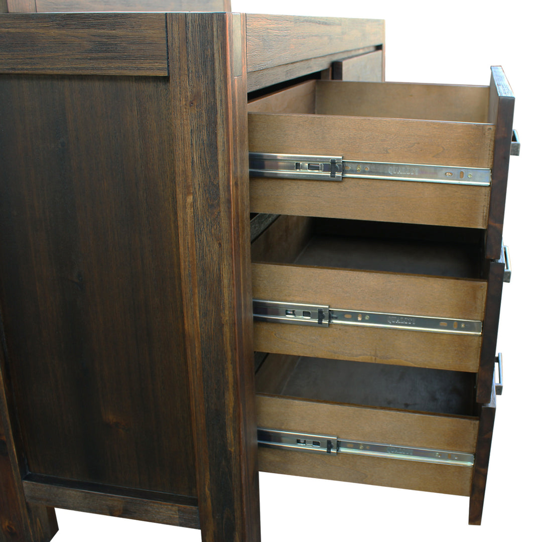 Dresser with 6 Storage Drawers in Solid Acacia & Veneer With Mirror in Chocolate Colour