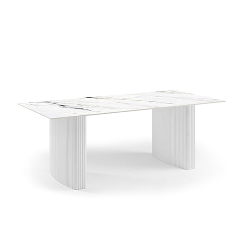 Dining Table Sintered Stone Top MDF Table Base High Glossy White