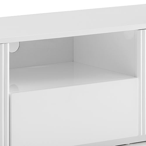 TV Cabinet Storage Drawer MDF Glossy Entertainment Unit in White colour