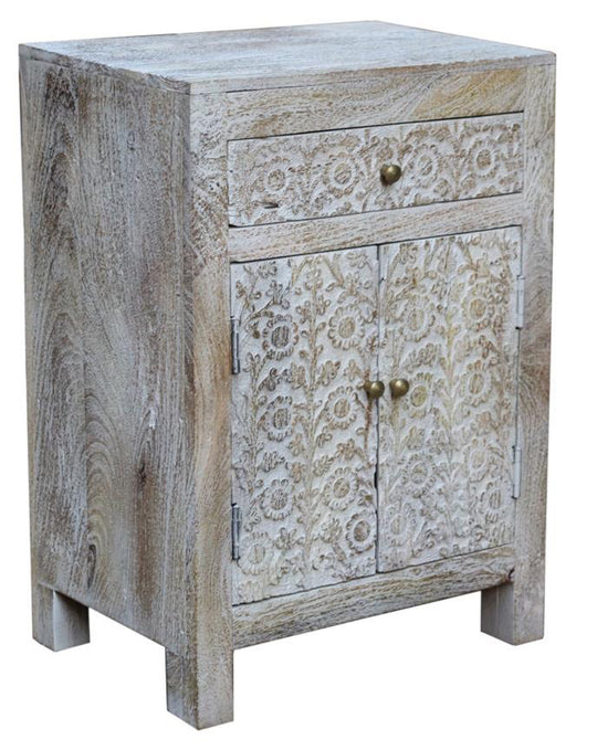 2 drawer whitewashed bedside cabinet takai design