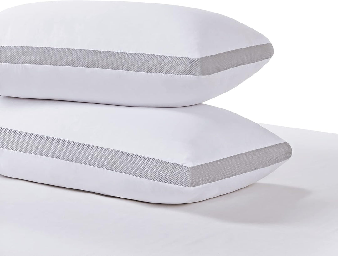 Bamboo Cooling Pillows Twin Pack - Luxury Plush Down-Like Microfibre Pillows for Bedding - Ultra Soft, Comfy & Breathable Standard Pillows