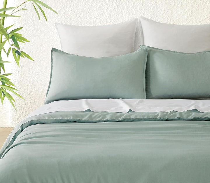 Bamboo Microfibre Quilt Cover Set - Sage Green - Queen