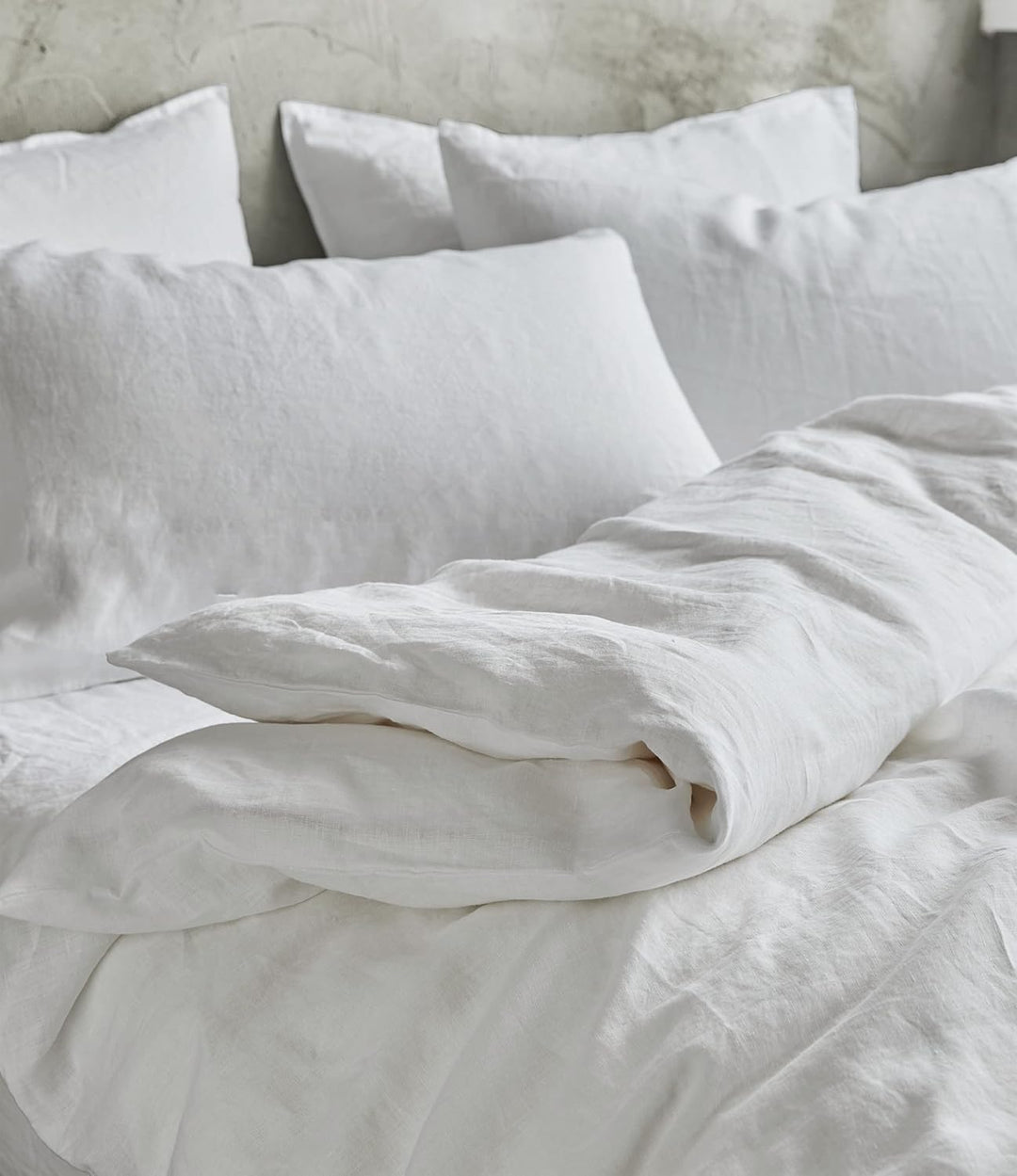 100% French Flax Linen Vintage Washed Soft Quilt Cover Set - White - Queen