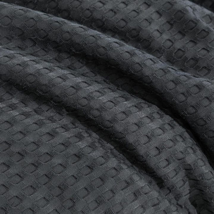 100% Premium Waffle Microfibre Quilt Cover Set (3Pcs) - Dark Grey - Queen