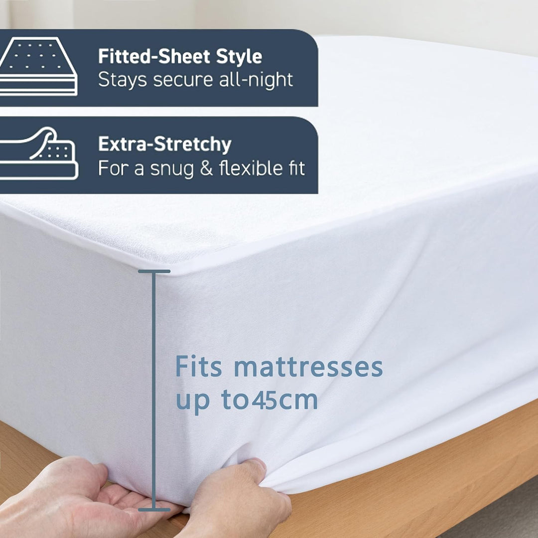 Luxurious Microfibre Terry Toweling Mattress Protector - King Single