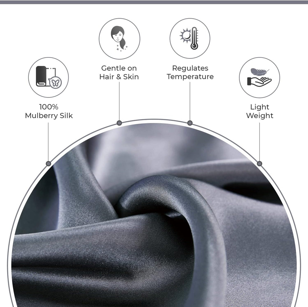 Luxury Pillowcase - 100% Pure Mulberry Silk on Both Sides - Charcoal