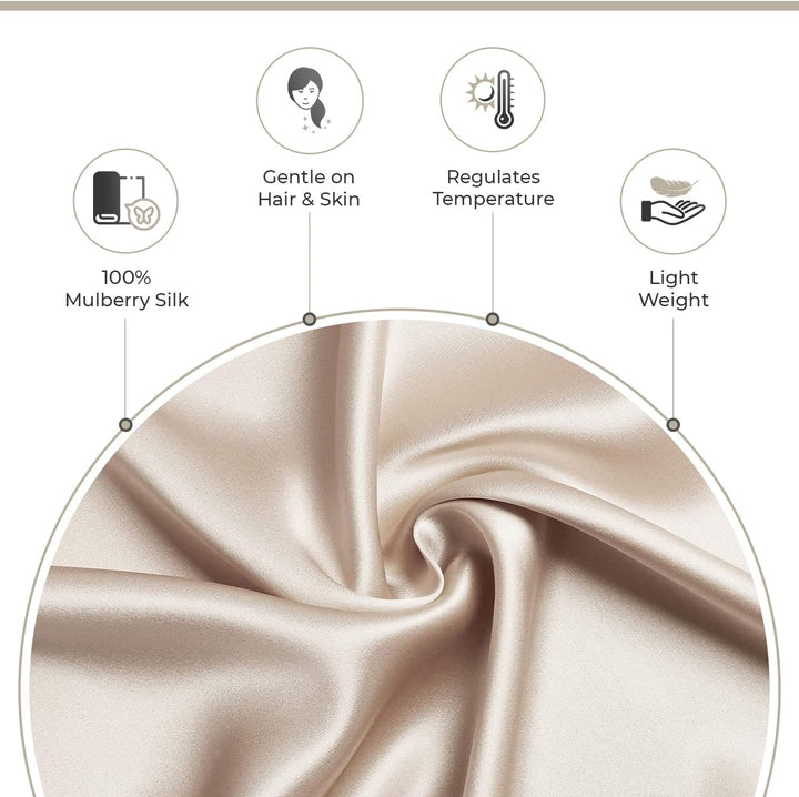 Luxury Pillowcase - 100% Pure Mulberry Silk on Both Sides - Champagne