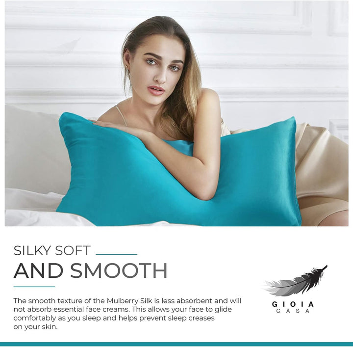 Luxury Pillowcase - 100% Pure Mulberry Silk on Both Sides - Teal