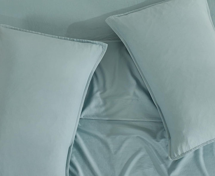 Vintage Washed Microfibre Standard Pillowcases - Set of 2 Luxurious Standard Pillow Covers - Seafoam