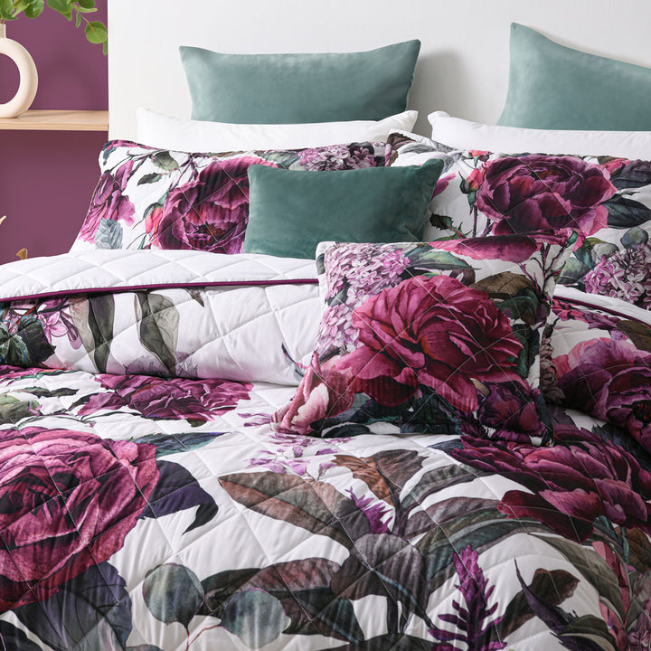 Bianca Abigail Berry Floral Printed Quilted Bedspread Set King