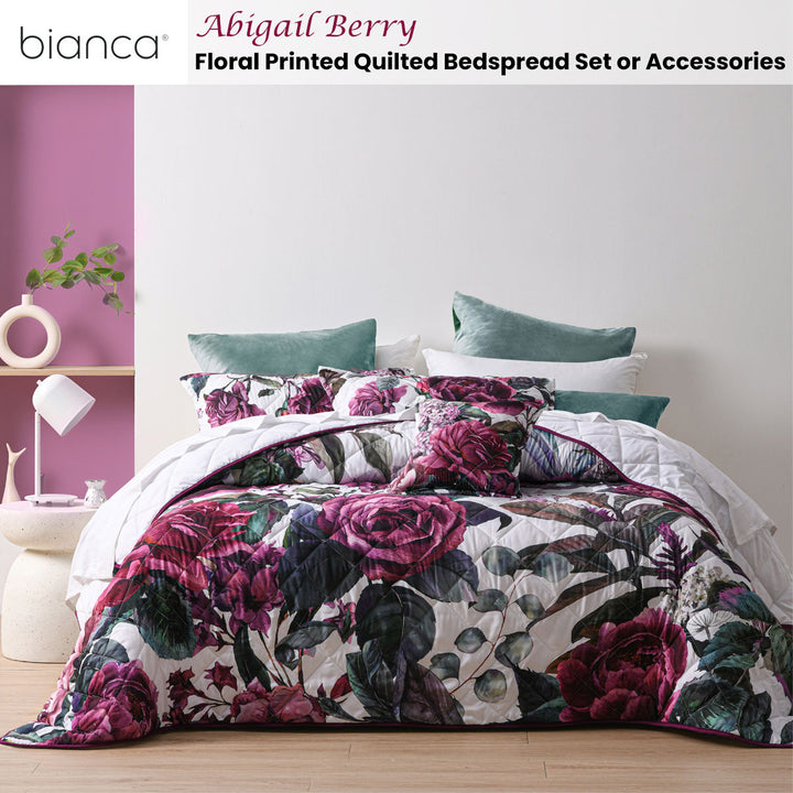 Bianca Abigail Berry Floral Printed Quilted Bedspread Set Super King