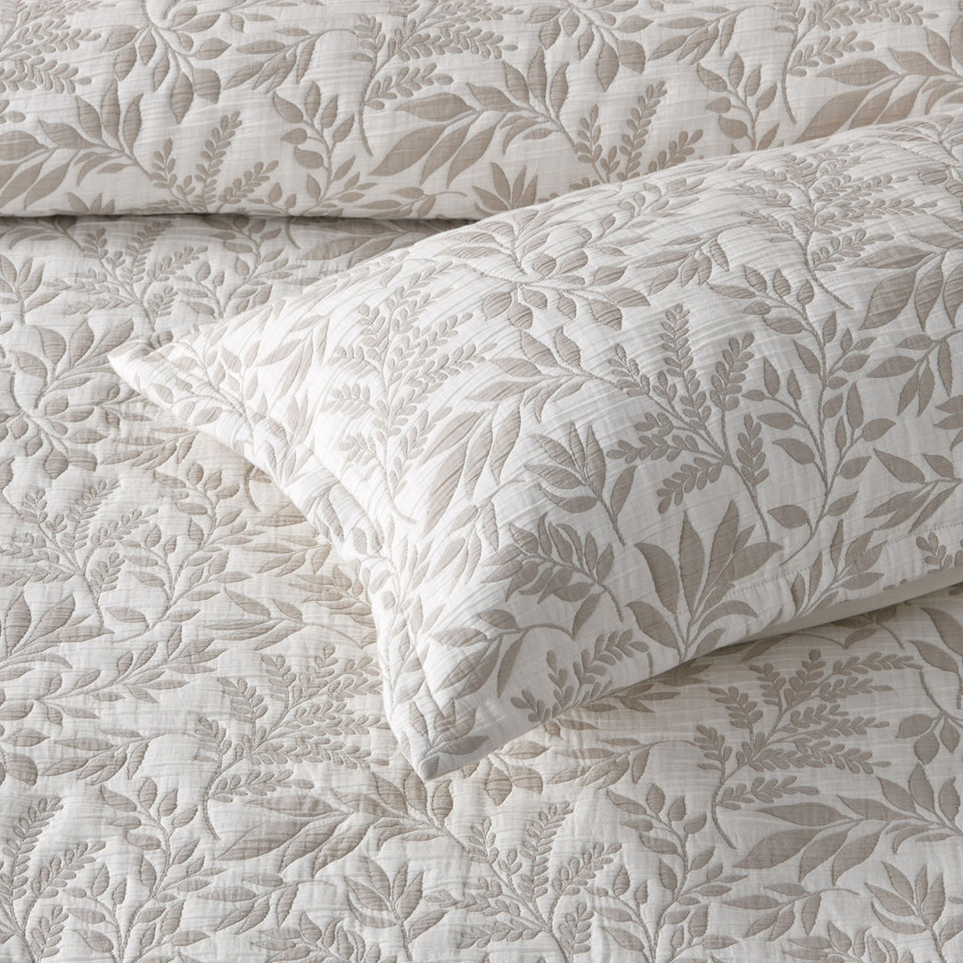 Bianca Ameila Stone Jacquard Quilted Foliage Bedspread Set King