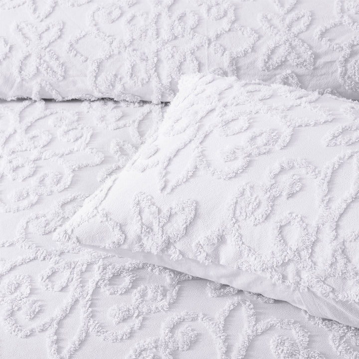 Bianca Ella White Cotton Chenille Floral Bedspread Set King