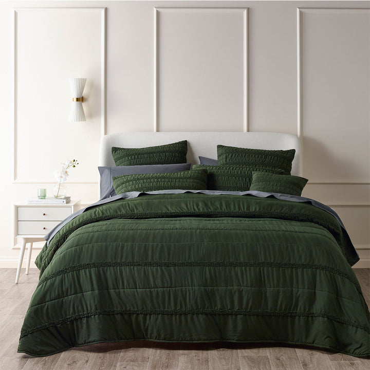 Bianca Vienna Green Textured Bedspread Set Double