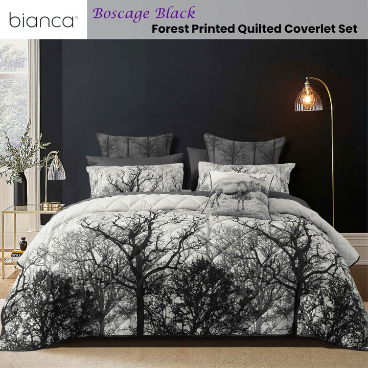 Bianca Boscage Black Forest Printed Quilted Polyester Coverlet Set Single/Double