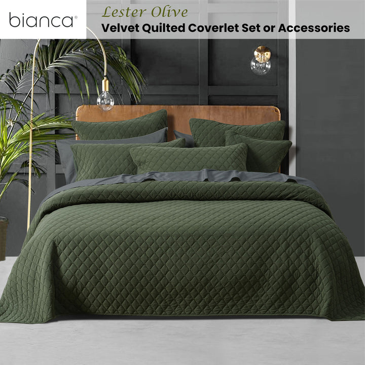 Bianca Lester Olive Velvet Diamond Polyester Coverlet Set Single/Double