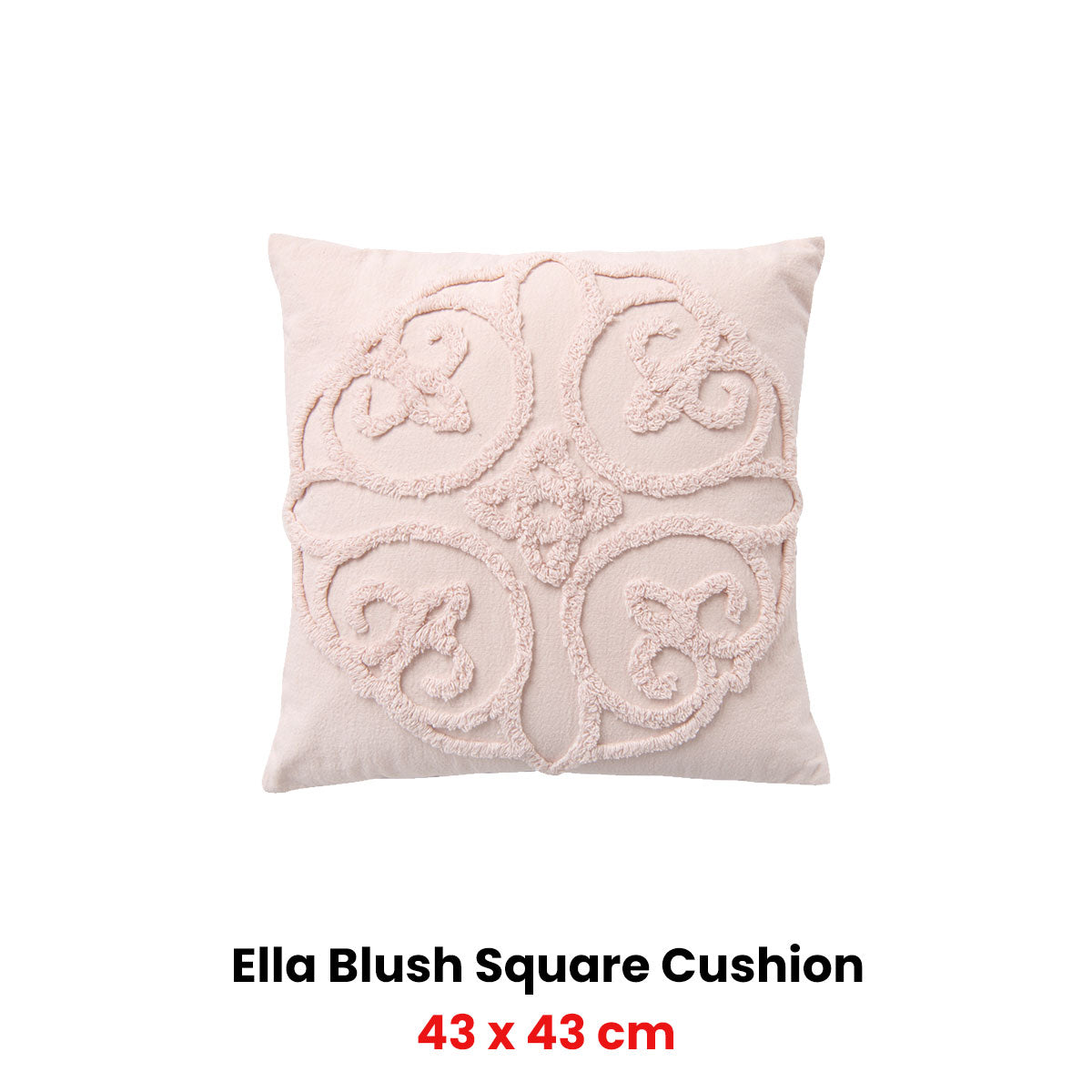 Bianca Ella Blush Square Filled Cushion 43 x 43cm