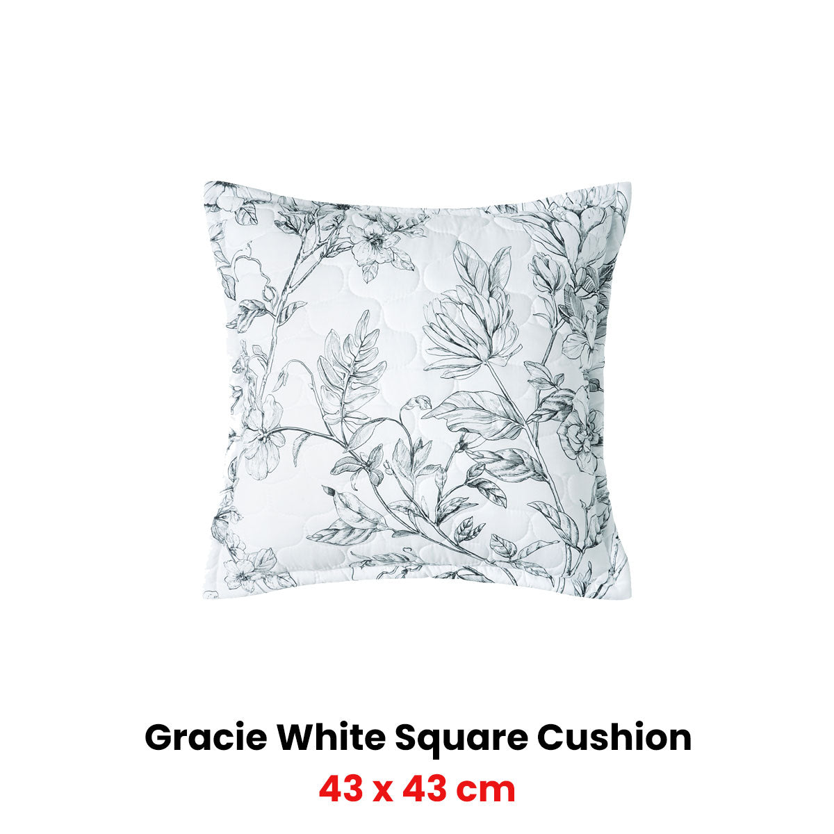 Bianca Gracie White Square Filled Cushion 43 x 43cm