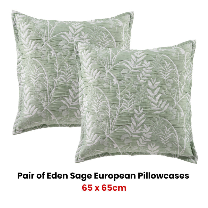 Bianca Pair of Eden Sage European Pillowcases