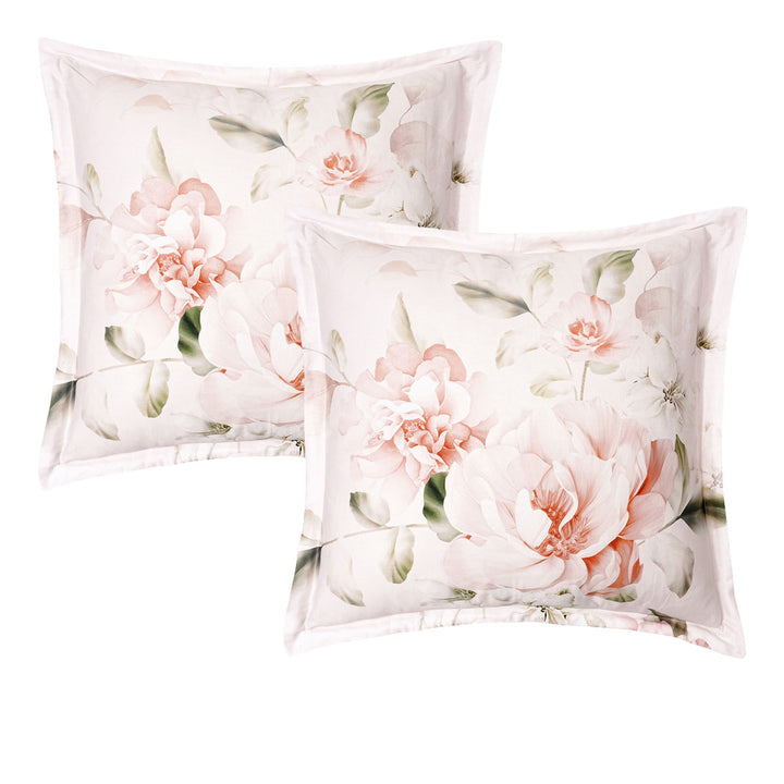 Bianca Pair of Layla White European Pillowcases 65 x 65cm