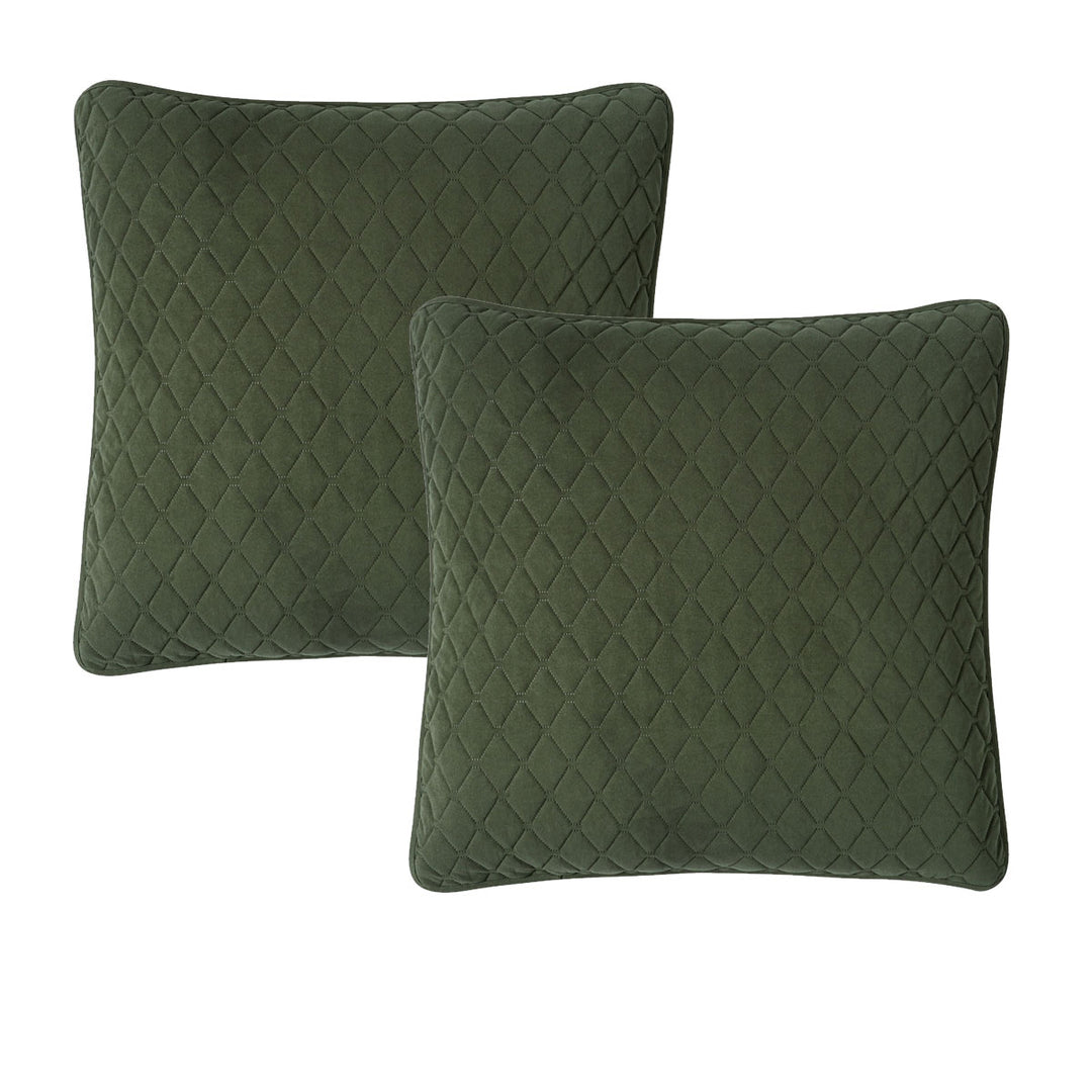 Bianca Pair of Lester Olive Velvet European Pillowcases 65 x 65cm