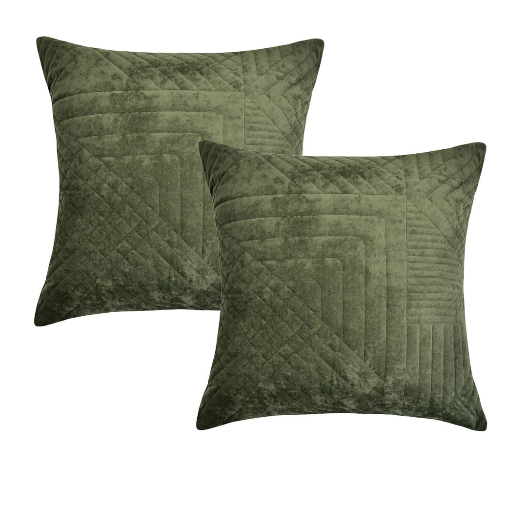 Bianca Pair of Navarro Olive European Pillowcases 65 x 65cm