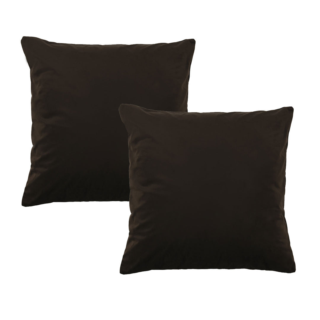 Bianca Pair of Vivid Coordinates Velvet European Pillowcases Chocolate 65 x 65cm