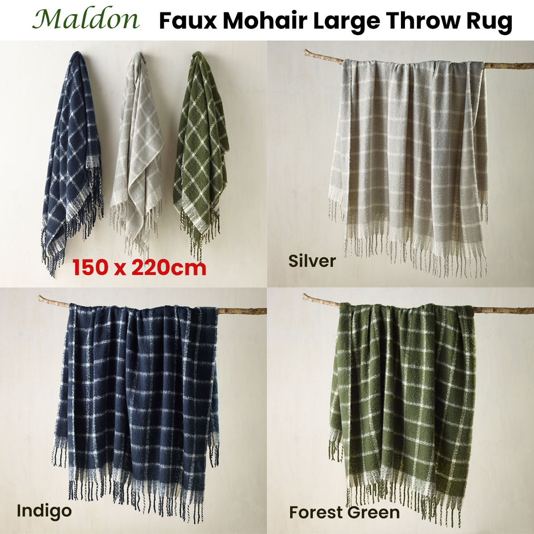 Bianca Maldon Faux Mohair Large Throw Rug 150 x 220 cm Forest Green