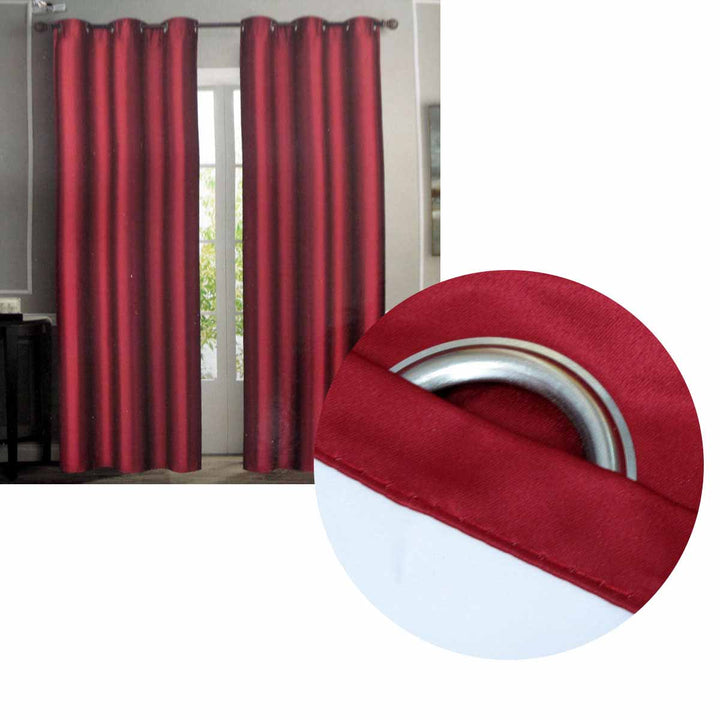 Emporio Hudson Pair of Coated Back Blockout Eyelet Curtains 137 x 213cm each Cherry Red (Labelled as Burgundy)