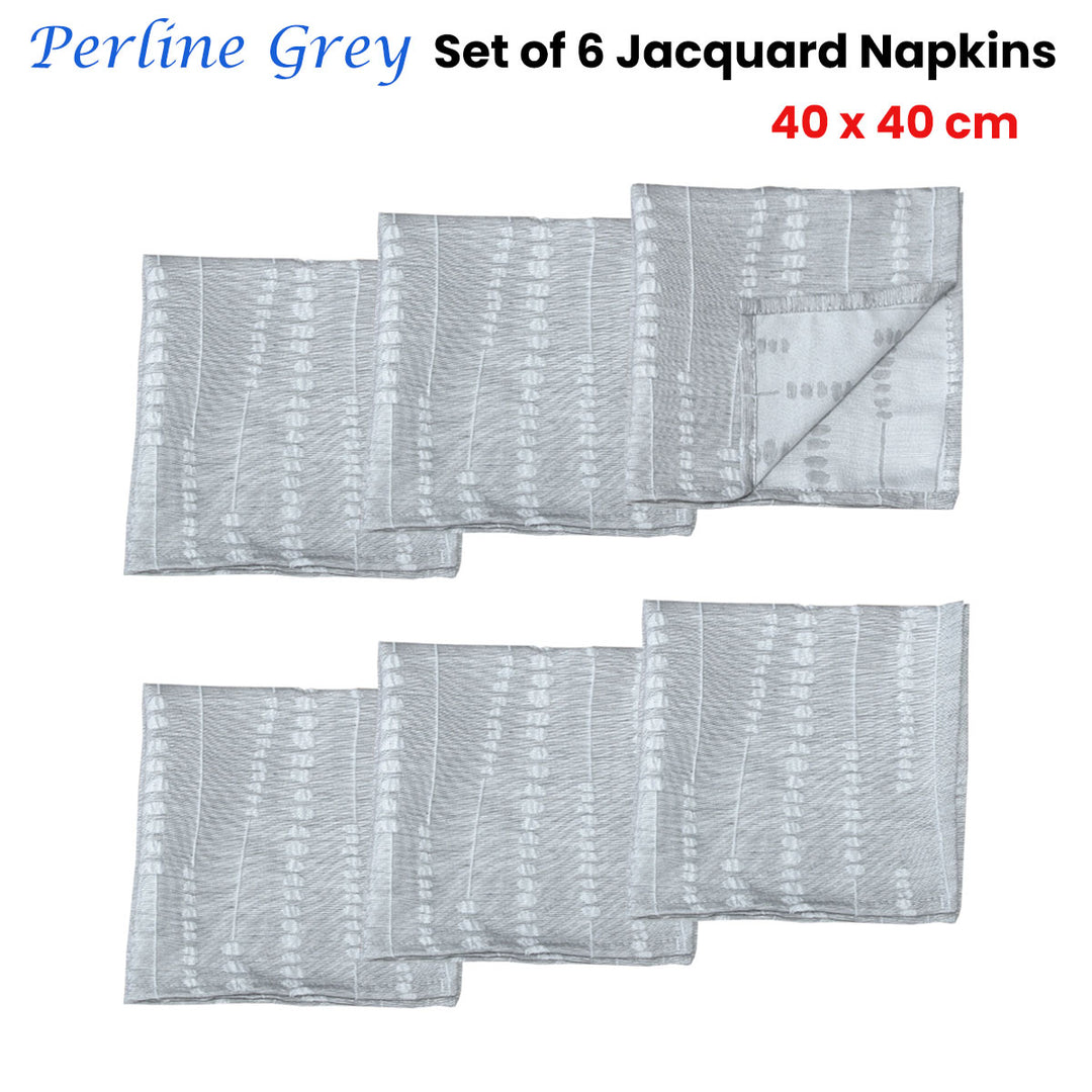 Set of 6 Perline Grey Jacquard Napkins 40cm x 40cm