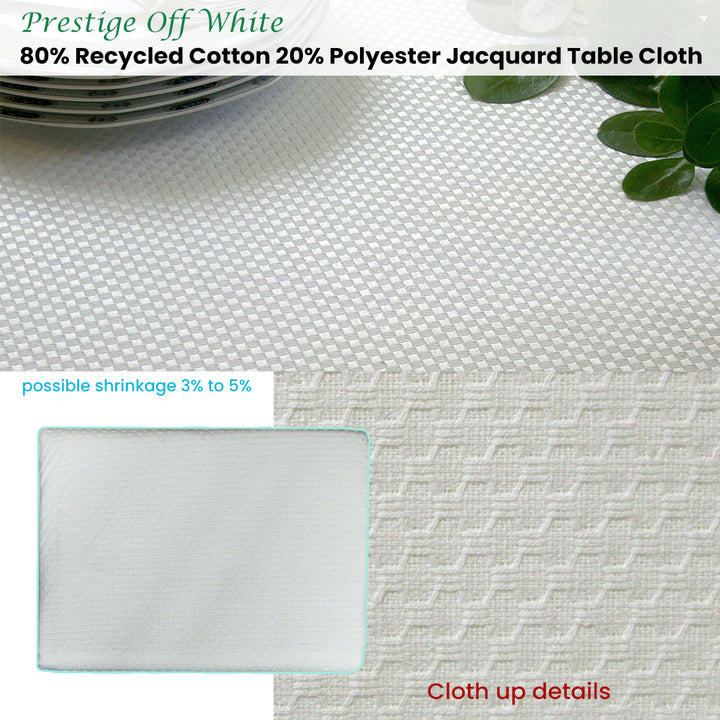 Invitation Prestige Cotton Rich Jacquard Off White Table Cloth 160 x 270 cm