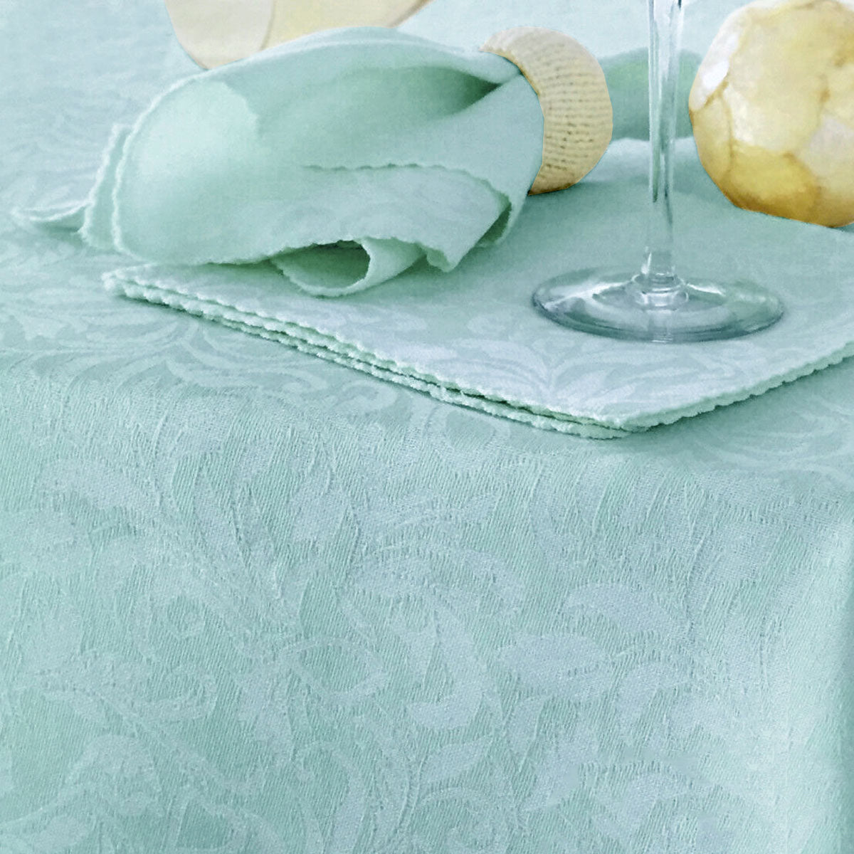 Damask Embossed Tablecloth 150 x 225 cm Light Turquoise