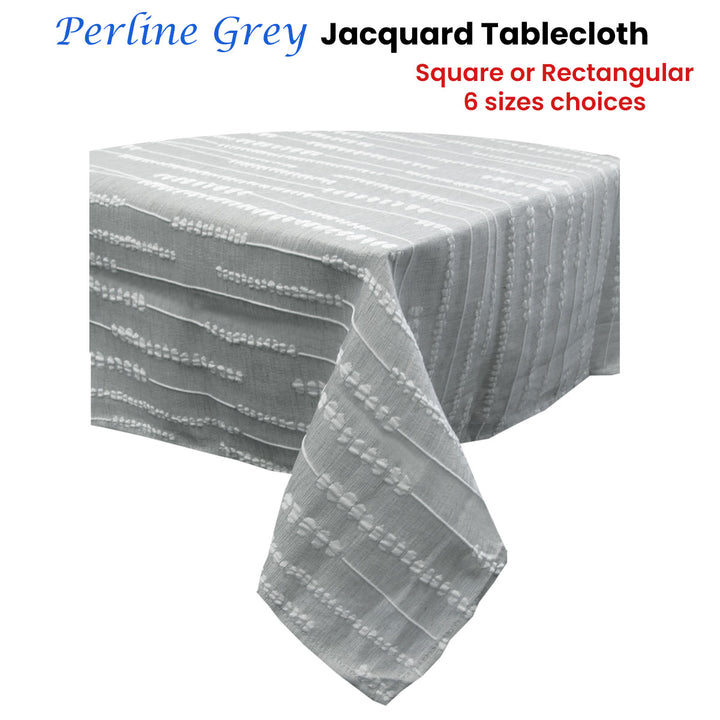 Perline Grey Jacquard Polyester Tablecloth 160 x 270cm