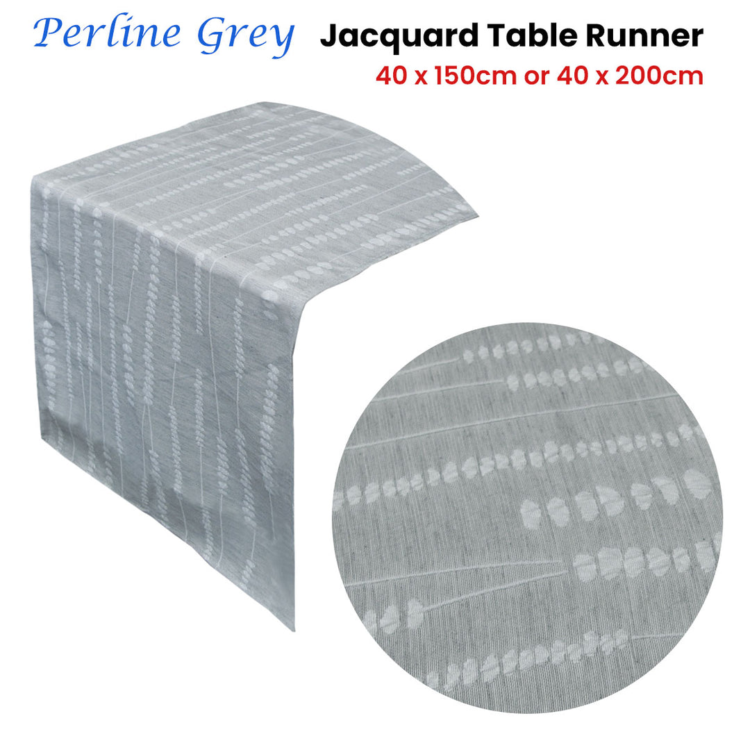 Perline Grey Jacquard Table Runner 40 x 150 cm