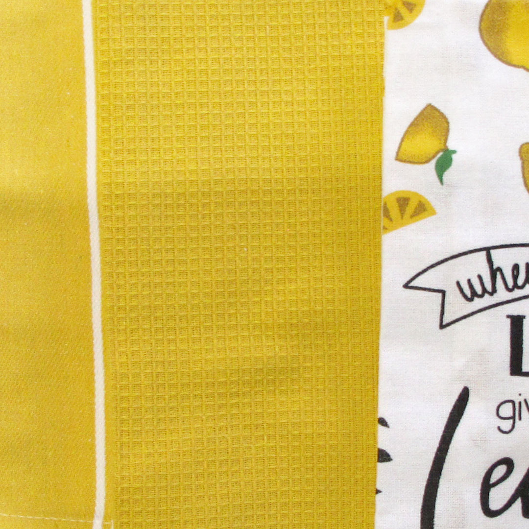 Home Oasis Set of 3 Printed Cotton Rich Tea Towels 50 x 70 cm Lemons Yellow