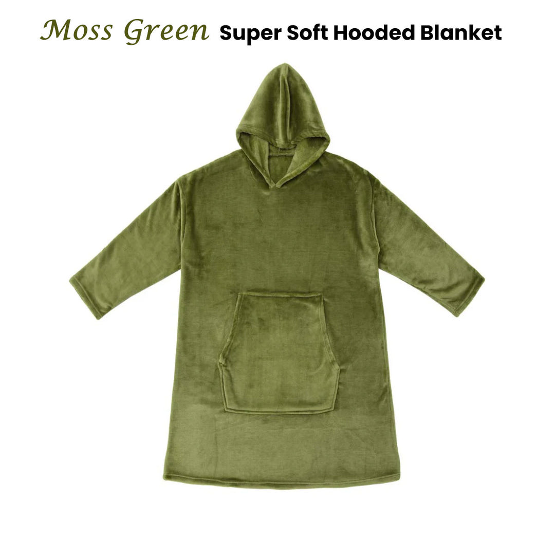 Accessorize Moss Green Super Soft Hooded Blanket Extra Large